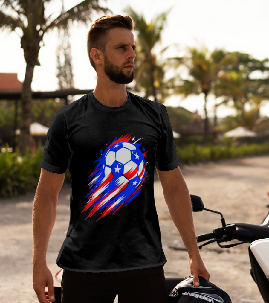 USA Cup 2026 Soccer Ball Stars And Stripes Brush Stroke T-Shirt