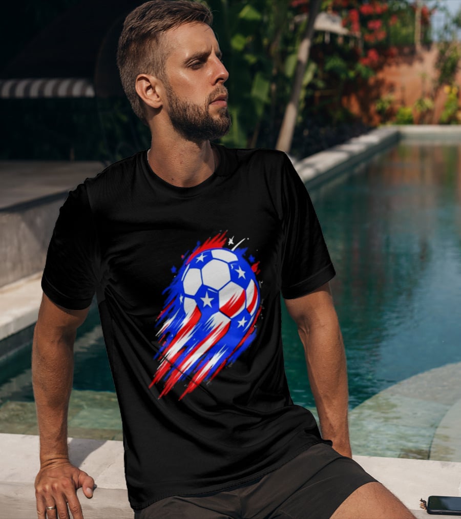 USA Cup 2026 Soccer Ball Stars And Stripes Brush Stroke T-Shirt