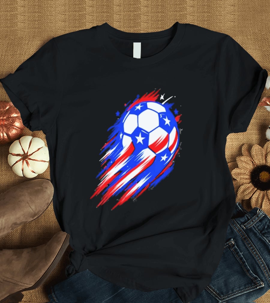 USA Cup 2026 Soccer Ball Stars And Stripes Brush Stroke T-Shirt