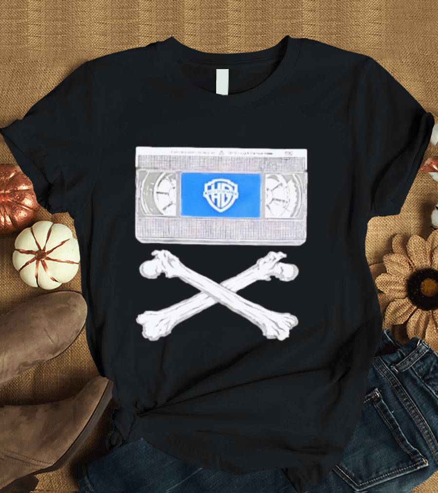 Warner Brothers VHS Tape Crossbones Skull T-Shirt
