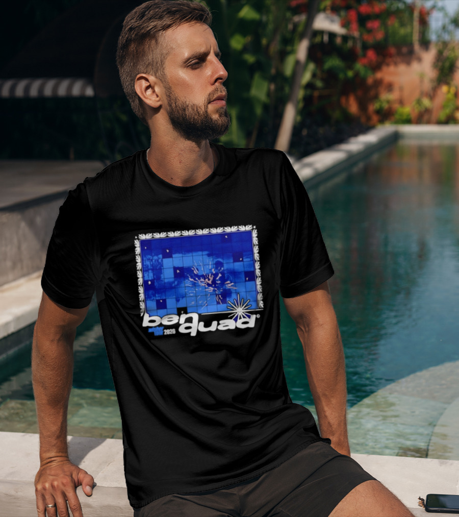 Ben Quad Wisher Tour 2026 Blue Tile Star Pattern Explosion T-Shirt