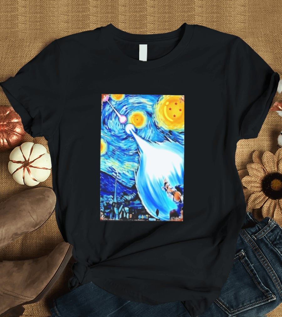 Goku Dragon Ball Z Kamehameha Wave Van Gogh Starry Night Fusion T-Shirt