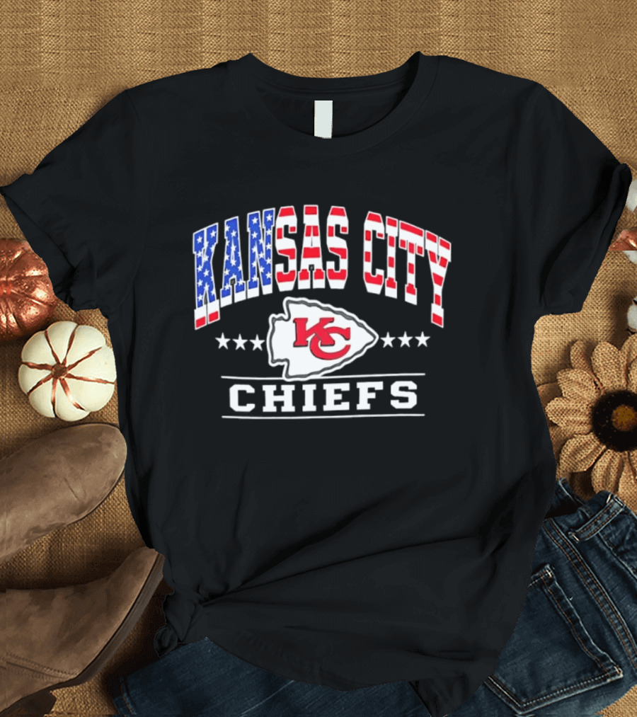 Kansas City Chiefs Americana Patriotic Flag Stars T-Shirt