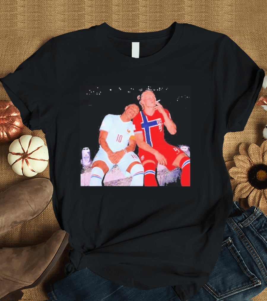 Kylian Mbappé France 10 Erling Haaland Norway 9 Soccer Friendship Fan T-Shirt