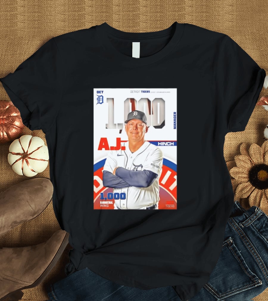 DET Detroit Tigers A.J. Hinch 1000 Managerial Wins T-Shirt