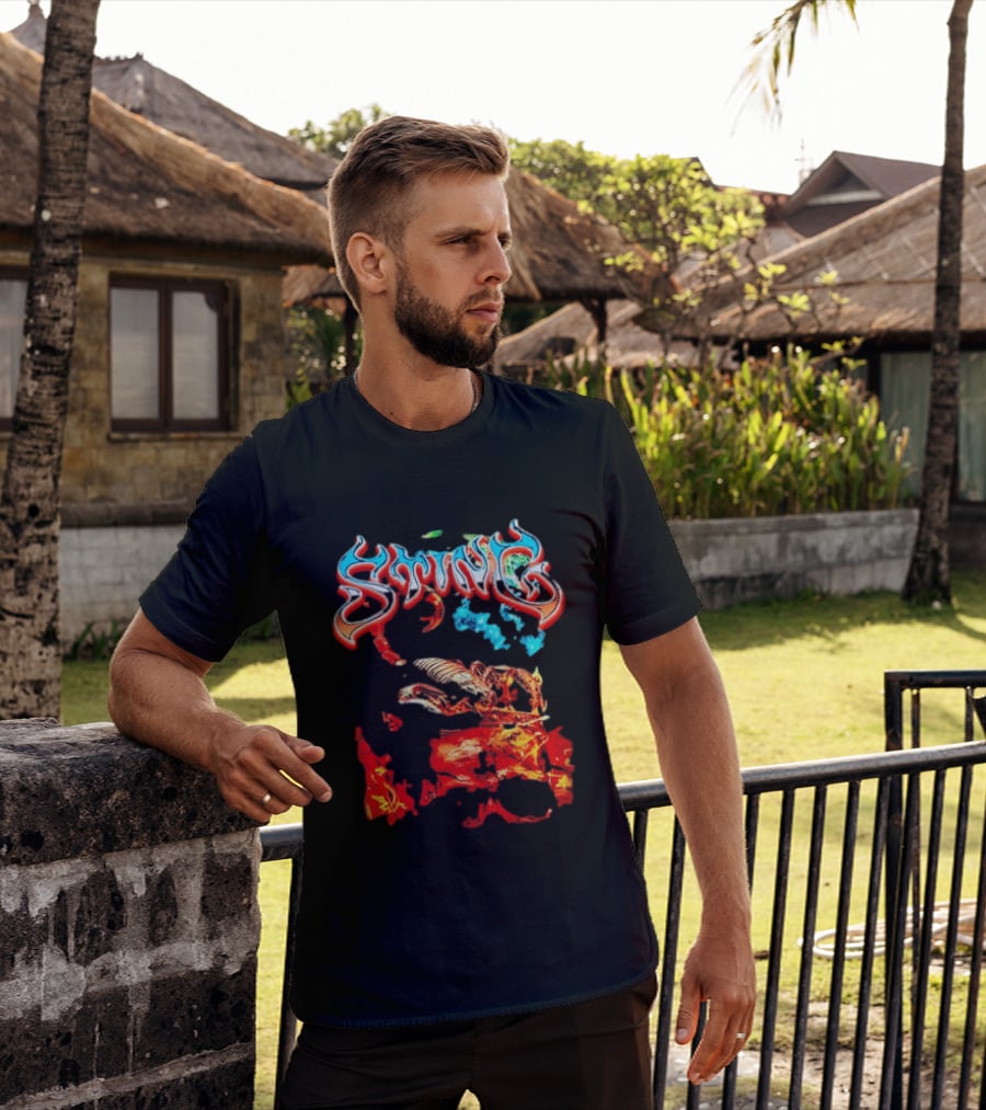 Sting Scorpion Skull Flaming Space T-Shirt