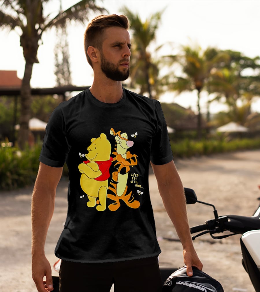 Lifes Better With Homies Winnie The Pooh And Tigger Bees T-Shirt