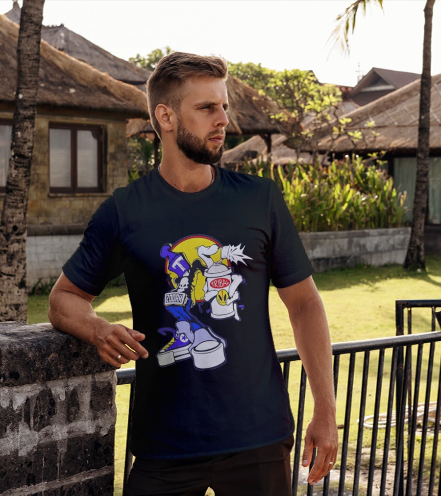 Tribal Zodak Graffiti Urban Streetwear Style Retro Hip Hop T-Shirt