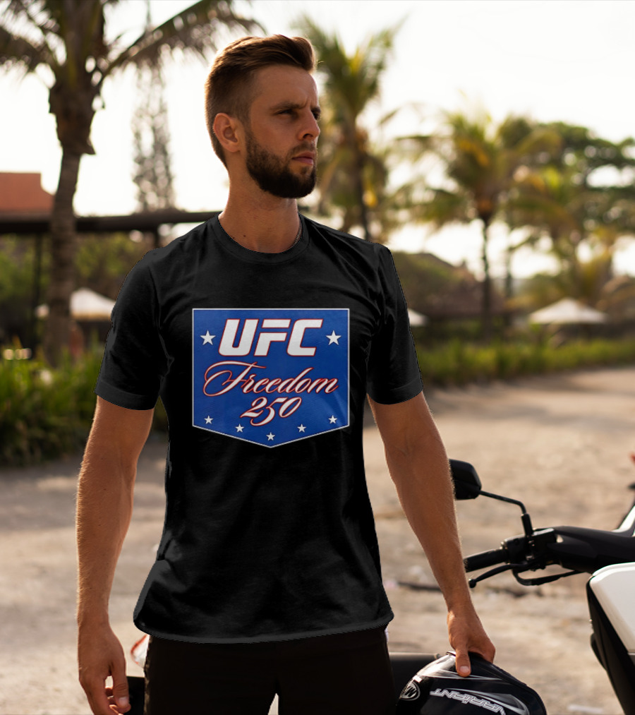 UFC Freedom 250 Stars And Script On Blue T-Shirt