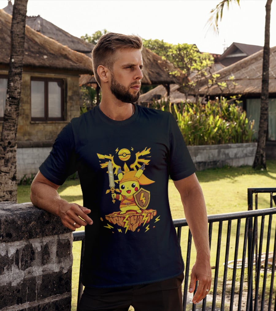 Pikachu Of Link Legend Of Electric Sword And Lightning Shield T-Shirt