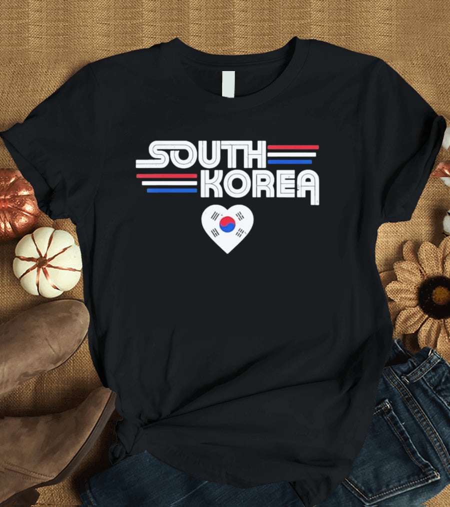South Korea Heart Flag With Red And Blue Stripes T-Shirt
