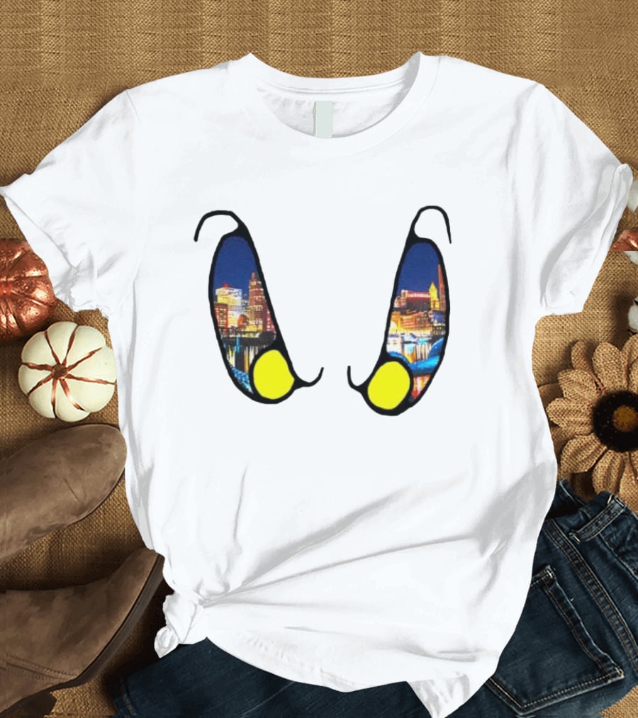 Boston Nightlife Cityscape Reflection In Eyes T-Shirt