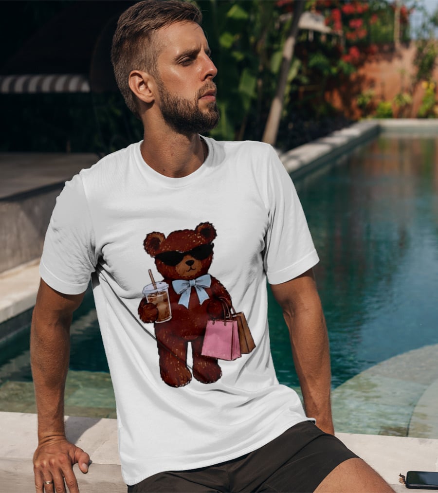 Cool Teddy Bear Shopping With Treats And Accessories T-Shirt