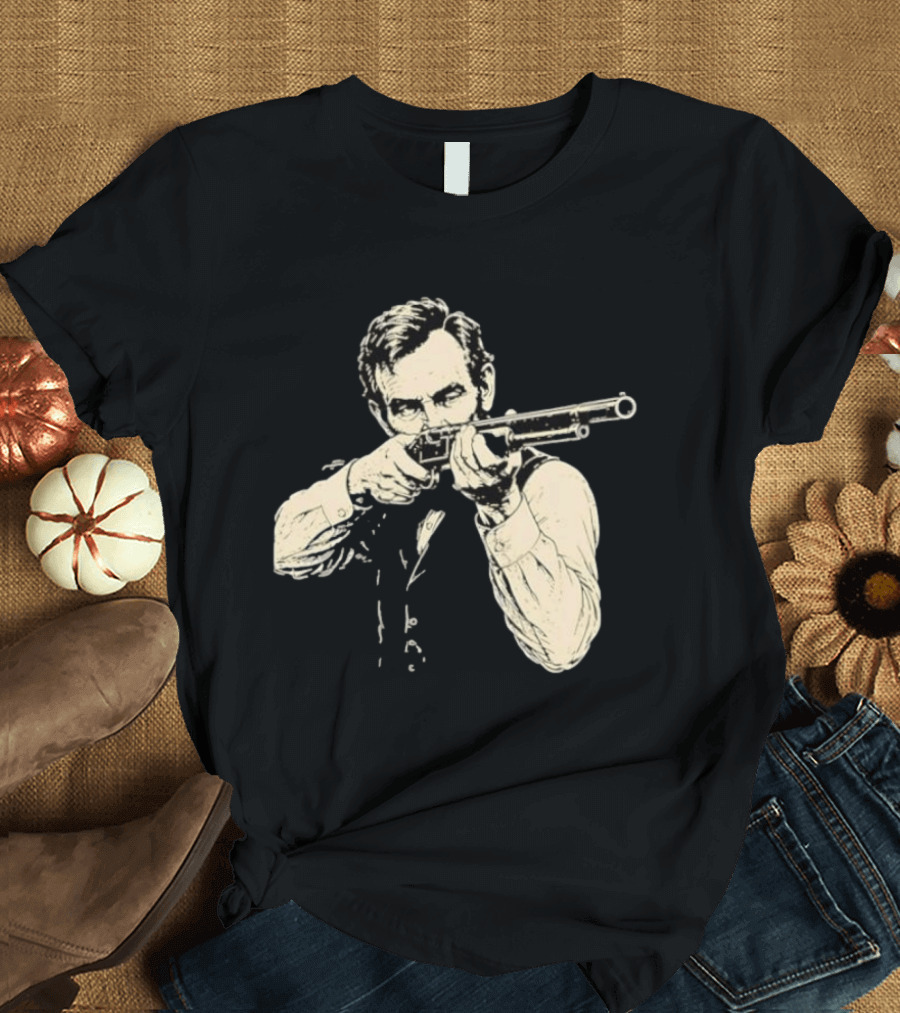 Abraham Lincoln With Lever Action Rifle Famous United States President T-Shirt
