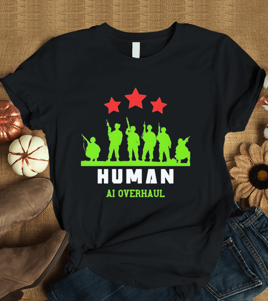 AI Overhaul Human Soldiers With Red Stars T-Shirt