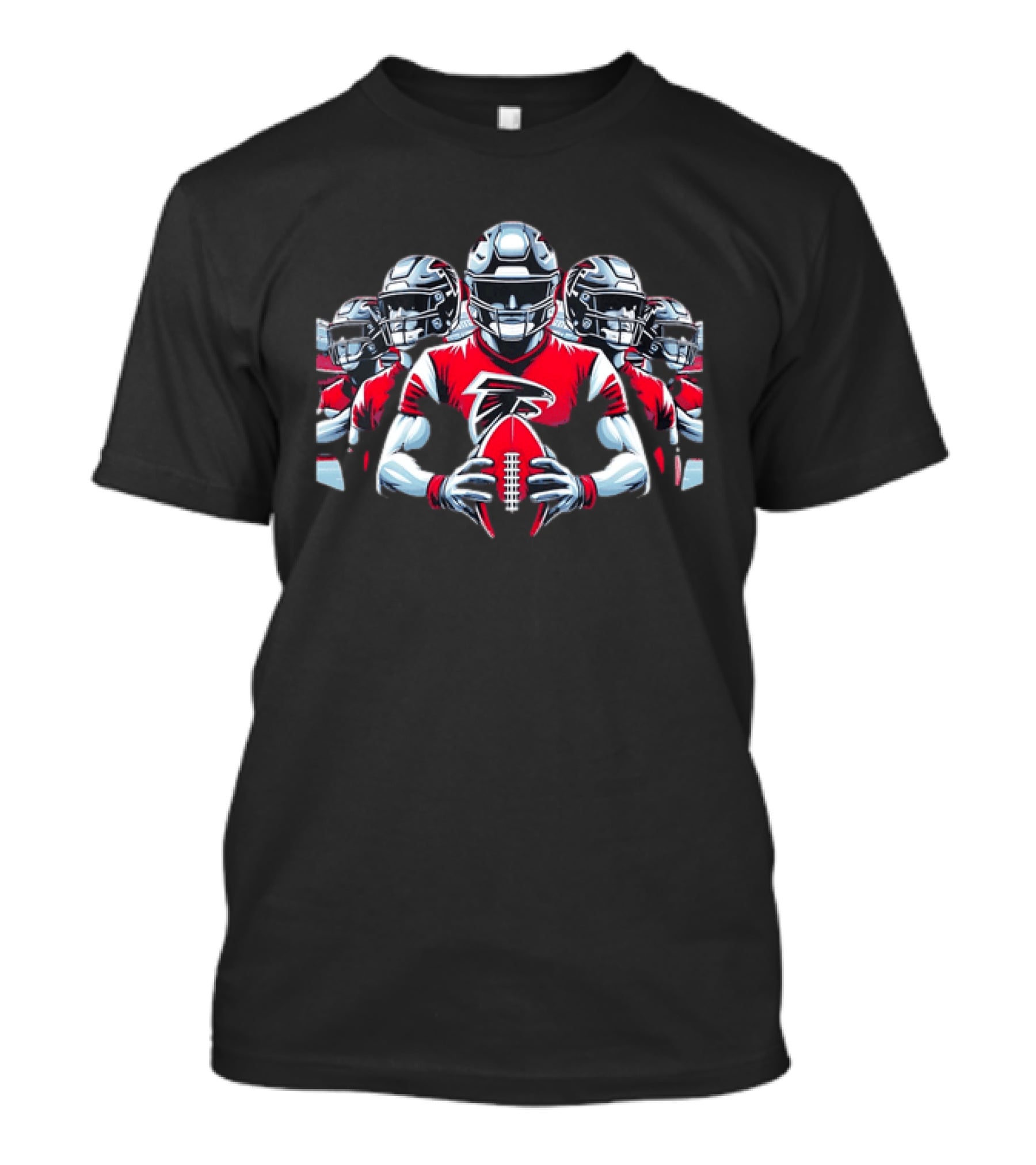 Atlanta Falcons Football Players Red Jersey Art Holding Team Ball T-Shirt