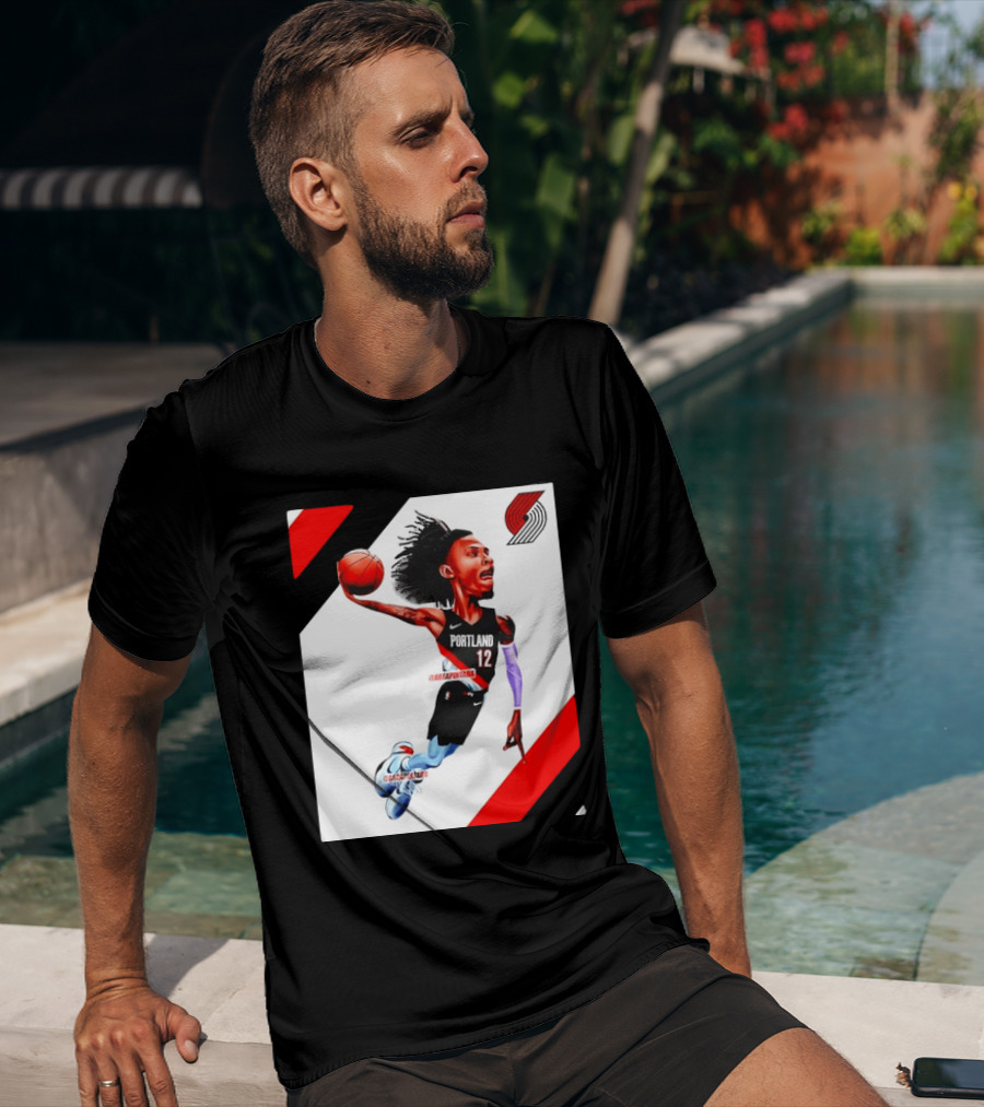 Portland Trail Blazers Ja Morant Crossover Art Dunking Basketball Player Jersey 12 T-Shirt