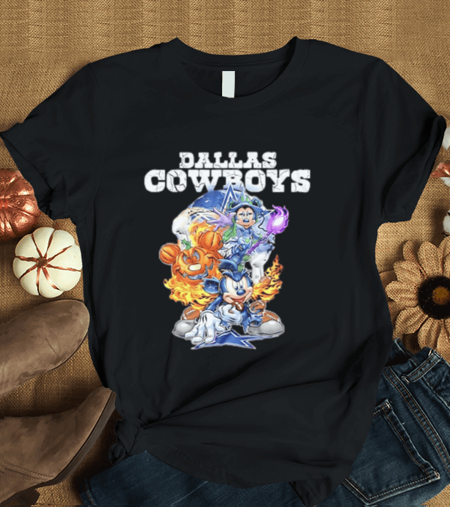 Dallas Cowboys Disney Halloween Mickey Pumpkin Magic Collaboration T-Shirt