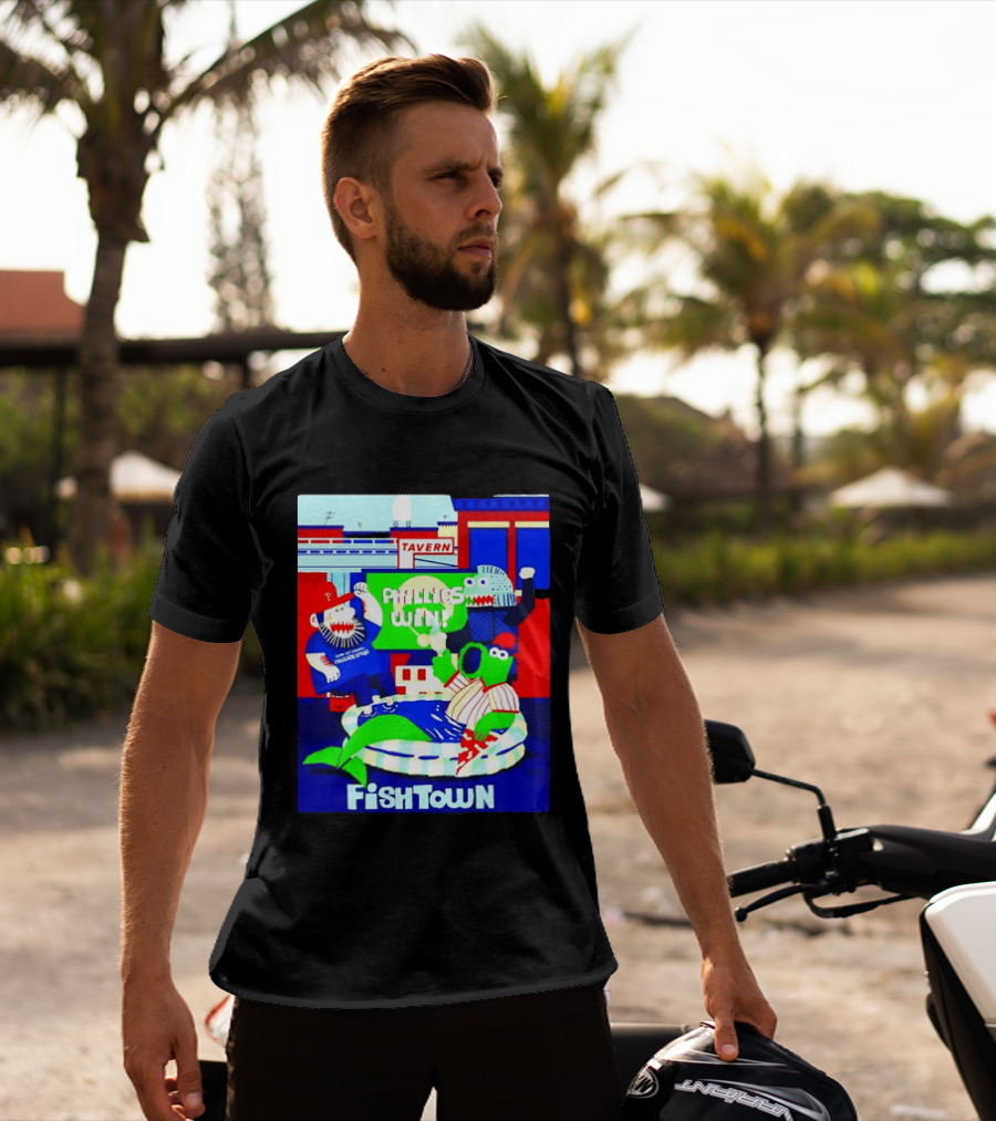 Phillies Win City Of Neighborhoods Fishtown Phillies Phanatic Tavern Scene T-Shirt