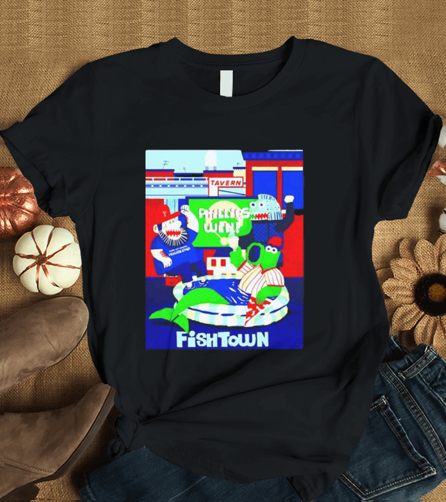 Phillies Win City Of Neighborhoods Fishtown Phillies Phanatic Tavern Scene T-Shirt
