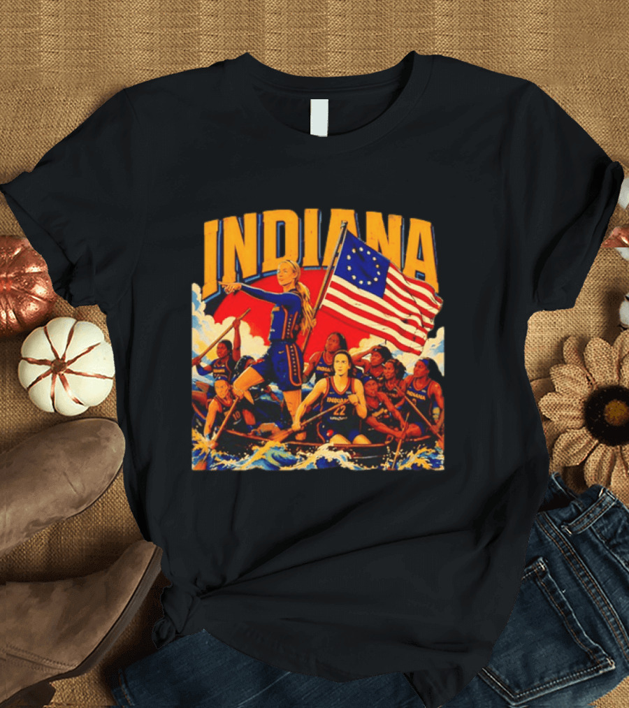 Indiana Basketball Team Sophie Cunningham Crossing The Delaware Flag T-Shirt