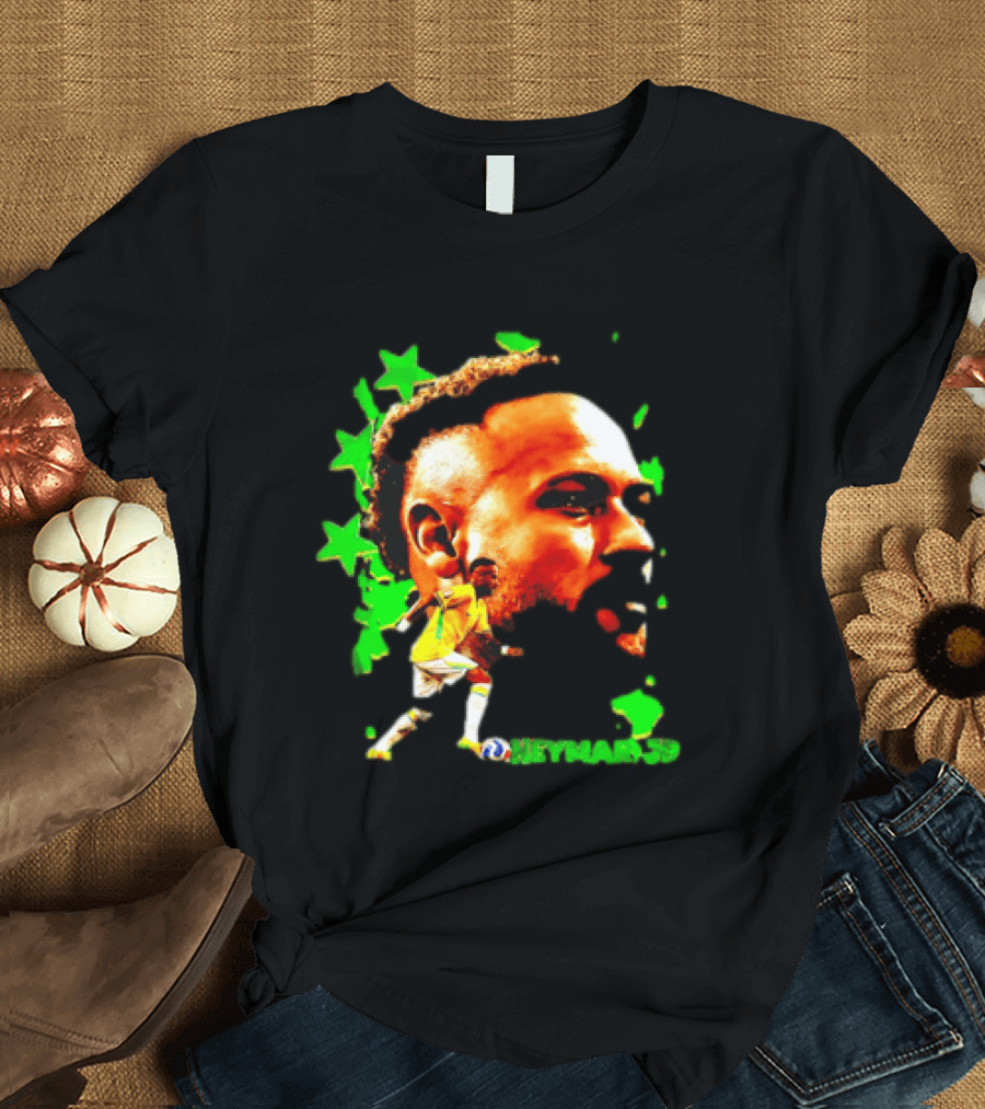 Neymar Jr Brazil Football Star With Green Stars And Soccer Ball T-Shirt