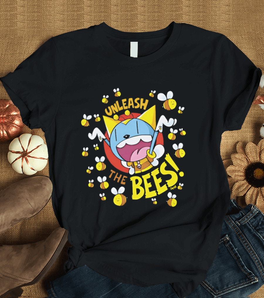 Unleash The Bees Looshkin Cartoon Character Honeycombs T-Shirt
