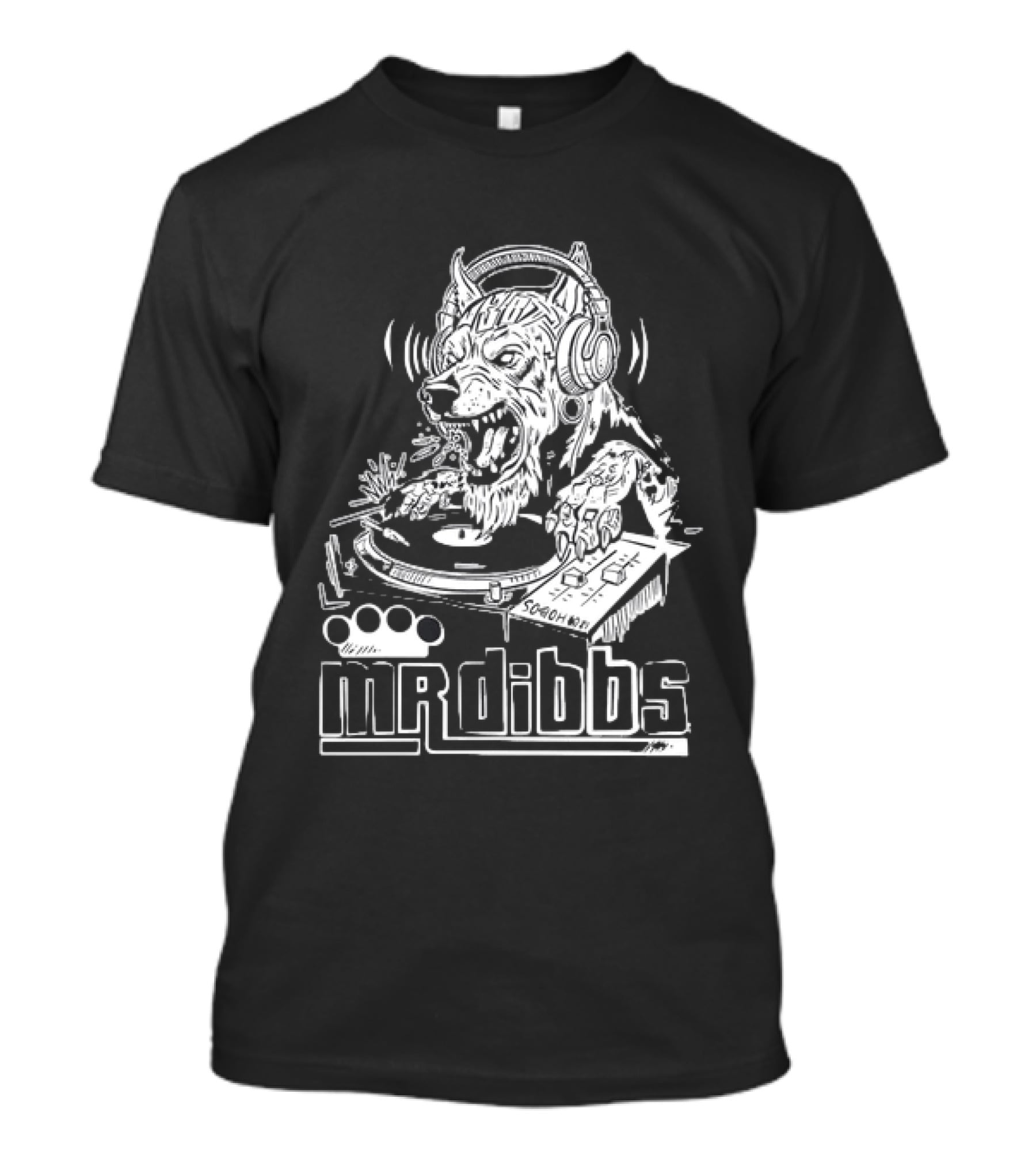 Mr Dibbs Werewolf DJ Sound Wave Technics 1200 Turntable T-Shirt