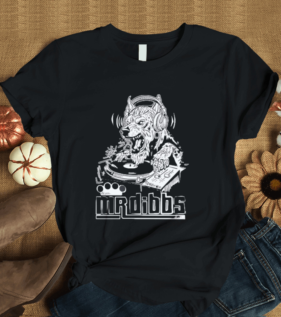 Mr Dibbs Werewolf DJ Sound Wave Technics 1200 Turntable T-Shirt