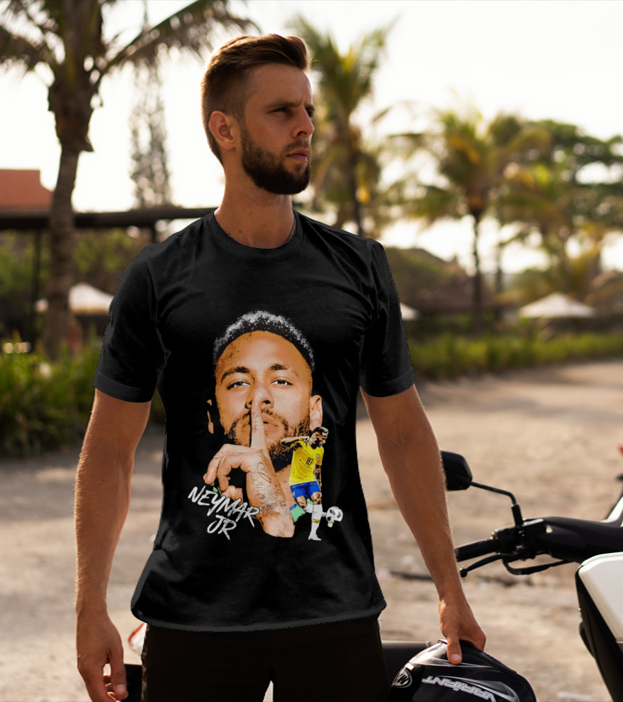 Neymar Jr Brazil National Team Shhh Soccer Collage T-Shirt