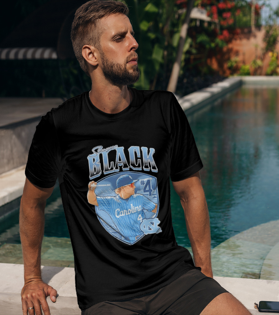 Sawyer Black Carolina Tar Heels #4 Baseball Player T-Shirt