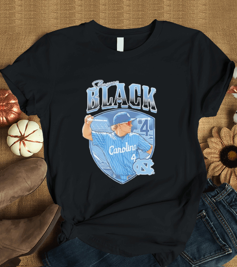 Sawyer Black Carolina Tar Heels #4 Baseball Player T-Shirt