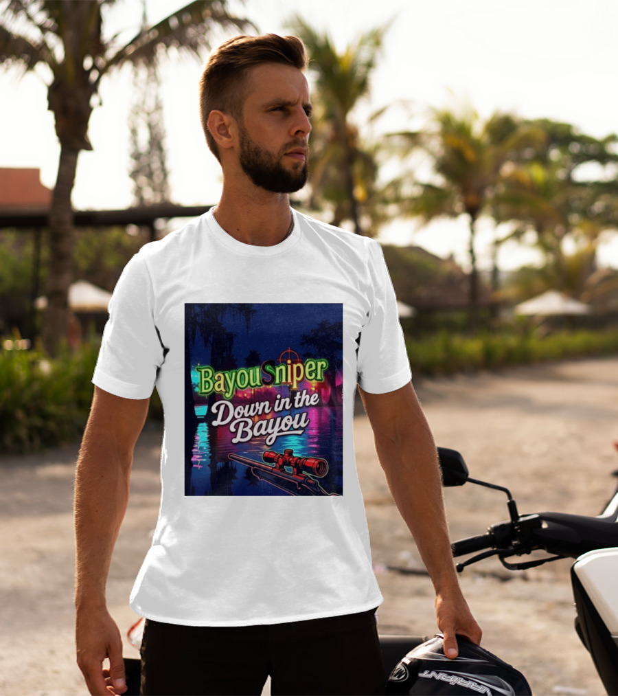 Bayou Sniper Down In The Bayou Retro Night Scene T-Shirt