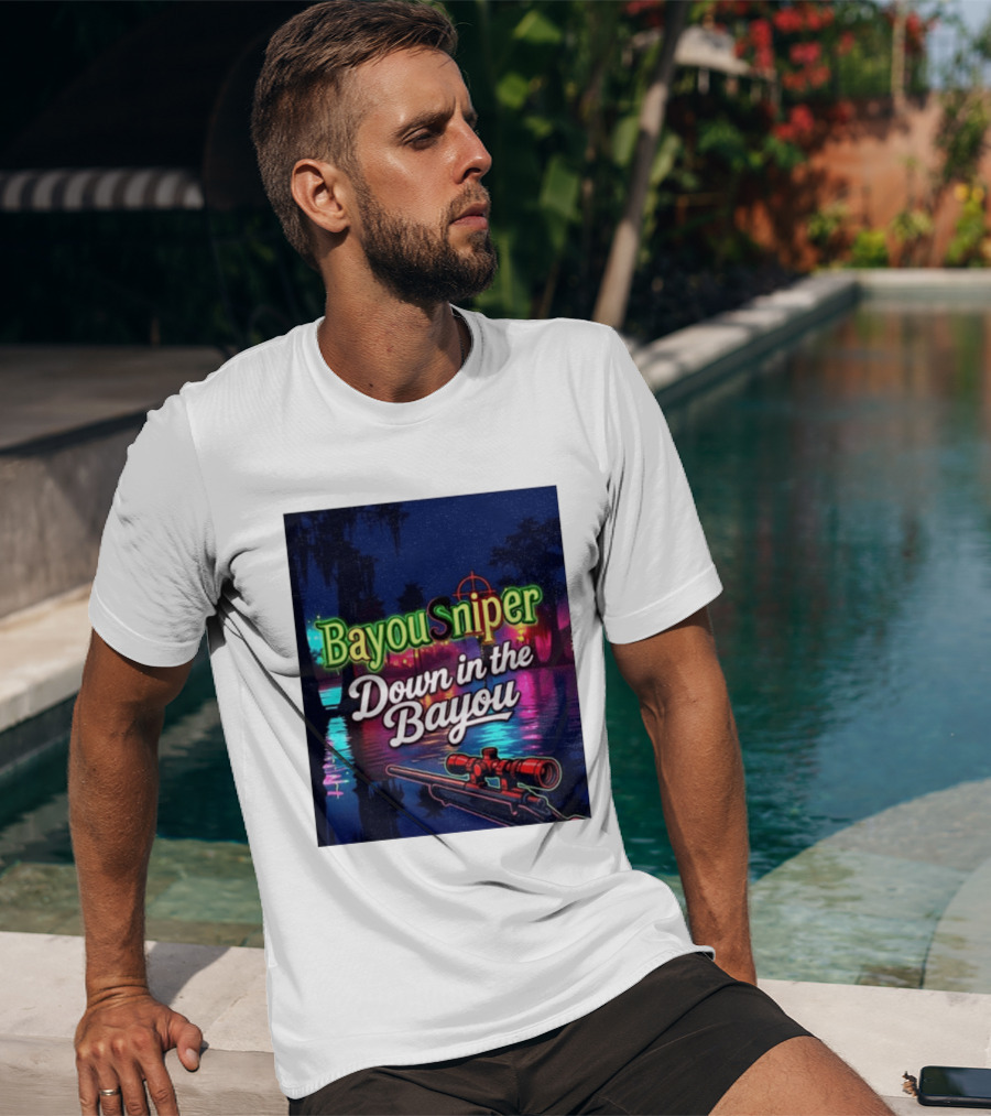 Bayou Sniper Down In The Bayou Retro Night Scene T-Shirt