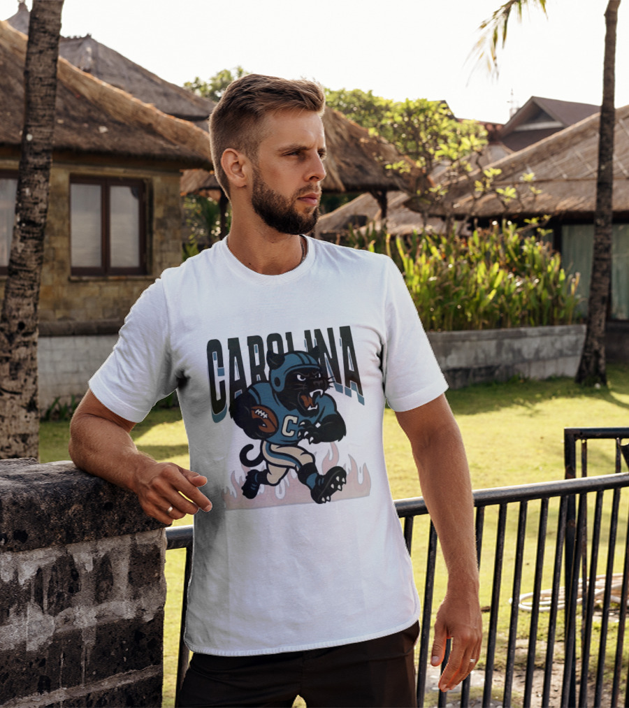 Carolina Panther Football Player Running With Ball T-Shirt