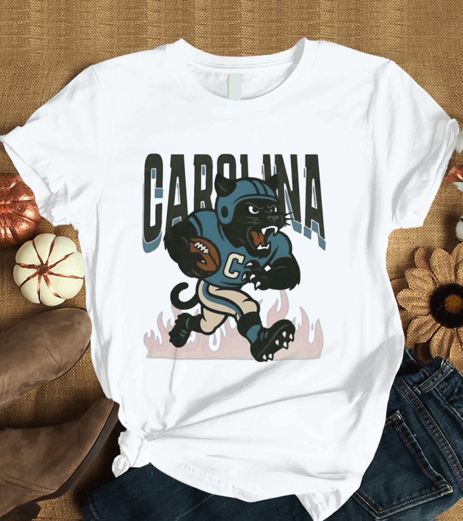 Carolina Panther Football Player Running With Ball T-Shirt