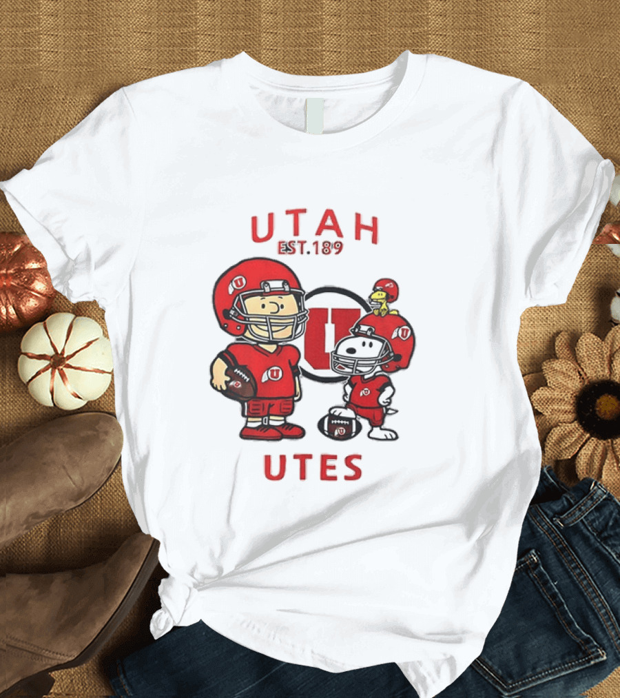 Charlie Brown Snoopy Woodstock Utah Utes EST 1892 Football Team T-Shirt