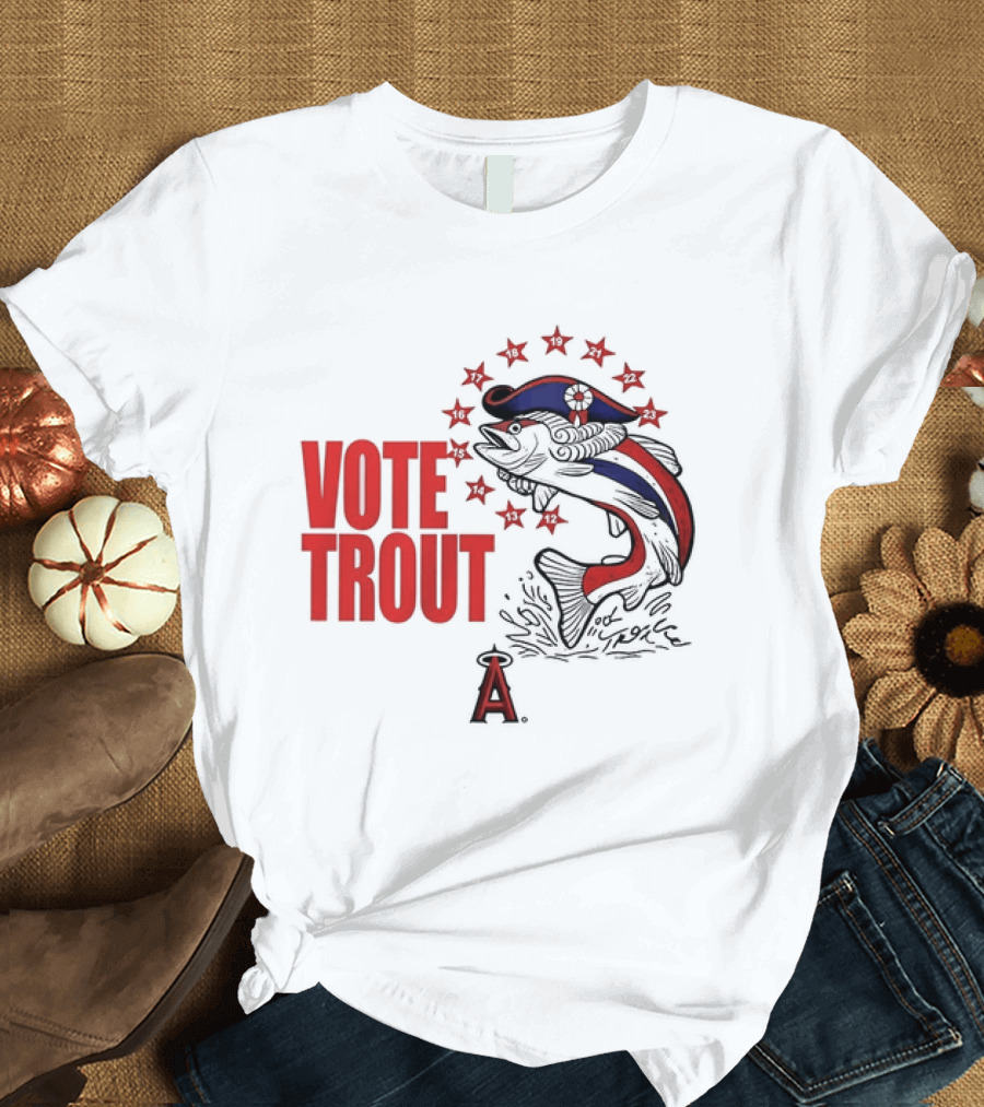 Los Angeles Angels Vote Trout Red Blue Star Fish T-Shirt