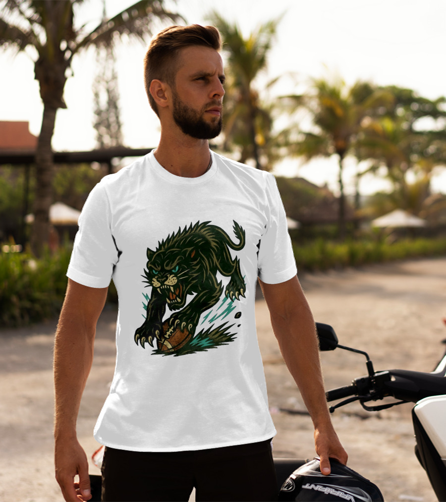 Panther Rushing Football Athletic Team Dynamic Action T-Shirt