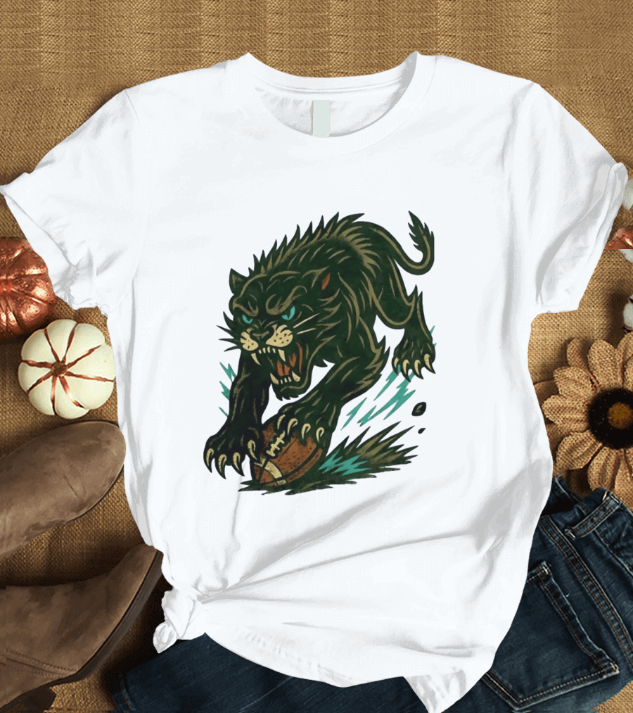 Panther Rushing Football Athletic Team Dynamic Action T-Shirt