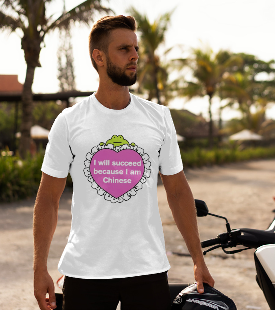 I Will Succeed Because I Am Chinese Pink Heart Frog T-Shirt