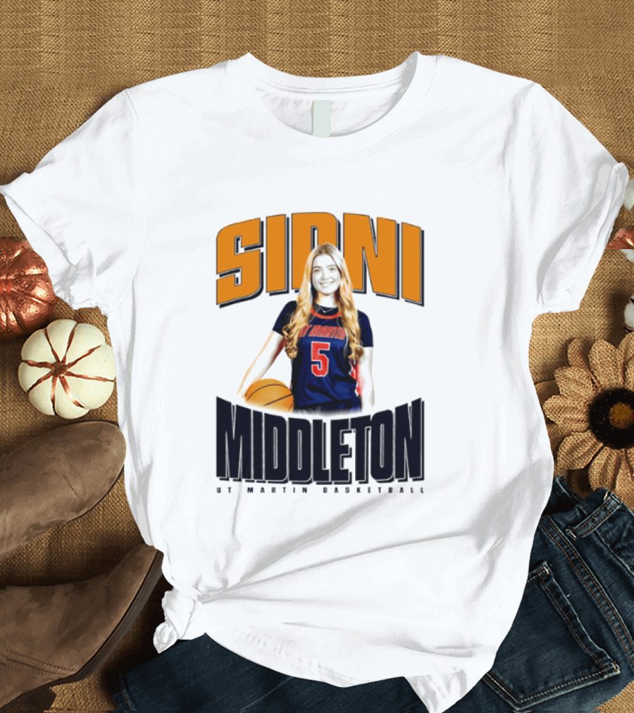 Sidni Middleton 5 UT Martin Skyhawks Basketball T-Shirt