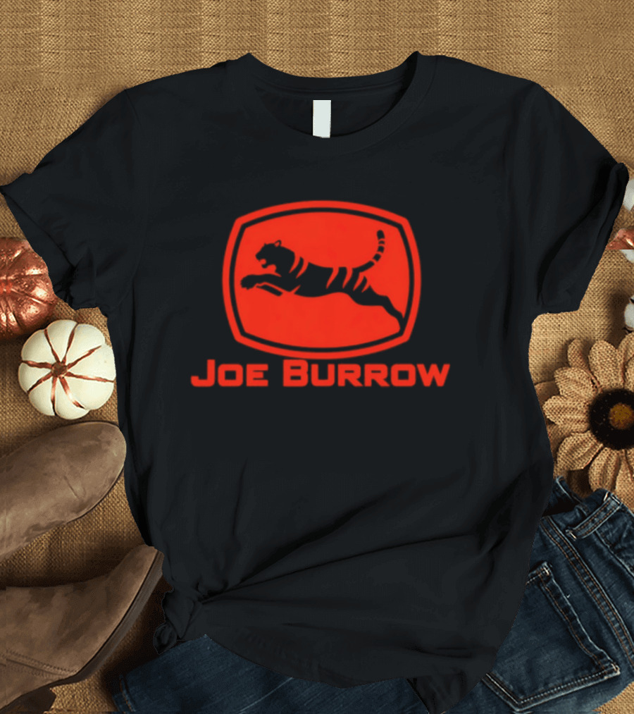 Joe Burrow Cincinnati Bengals Tractor Co Jumping Tiger Oval T-Shirt