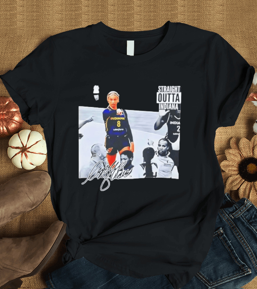 Caitlin Clark Pointing Indiana Fever Basketball Player Straight Outta Indiana T-Shirt