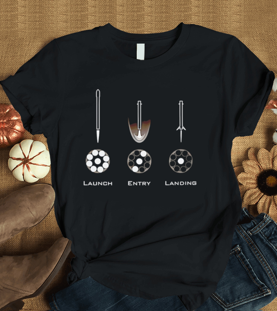 Launch Entry Landing Falcon Rocket Phases T-Shirt