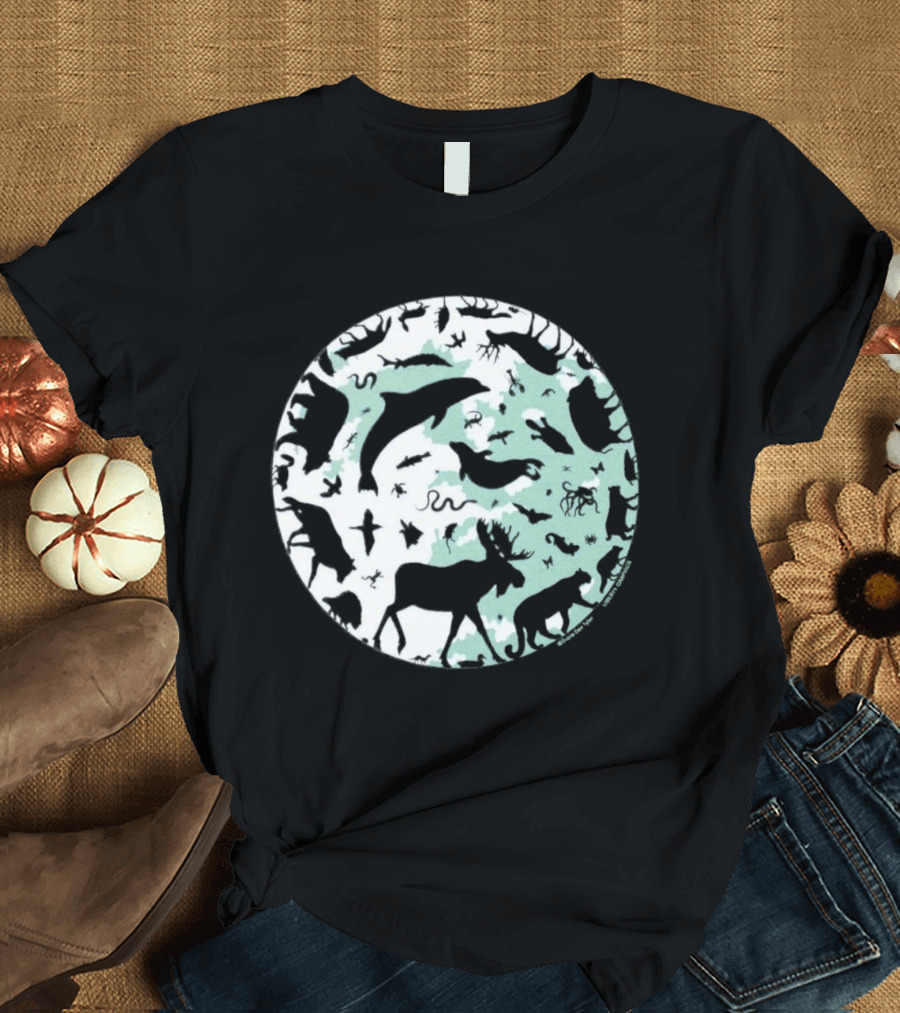Night Animals Silhouette Circle Adult Navy 2026 T-Shirt