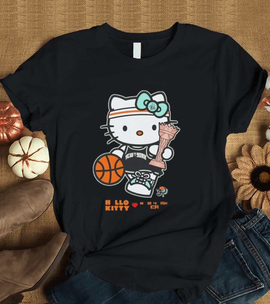 Hello Kitty New York Liberty 2026 WNBA Commissioner's Cup Basketball 30th Anniversary T-Shirt
