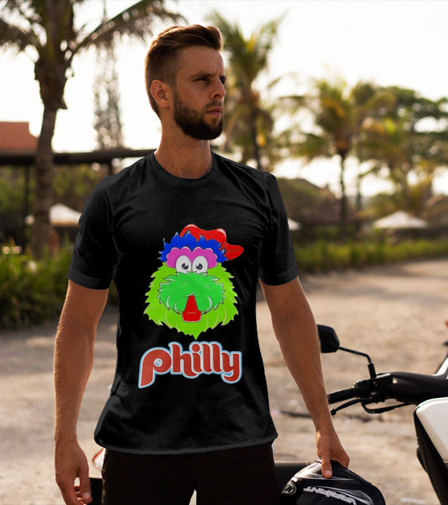 Philly Fanatics Whistle Philly Green Furry Mascot Red Hat T-Shirt