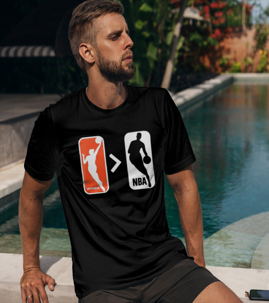 WNBA Logo Greater Than NBA Logo Comparison T-Shirt