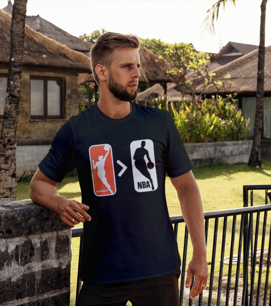 WNBA Logo Greater Than NBA Logo Comparison T-Shirt